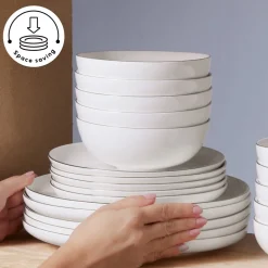 Karaca Stream Bone China Favaro 53-Piece Dinner Set for 12 People, Platin
