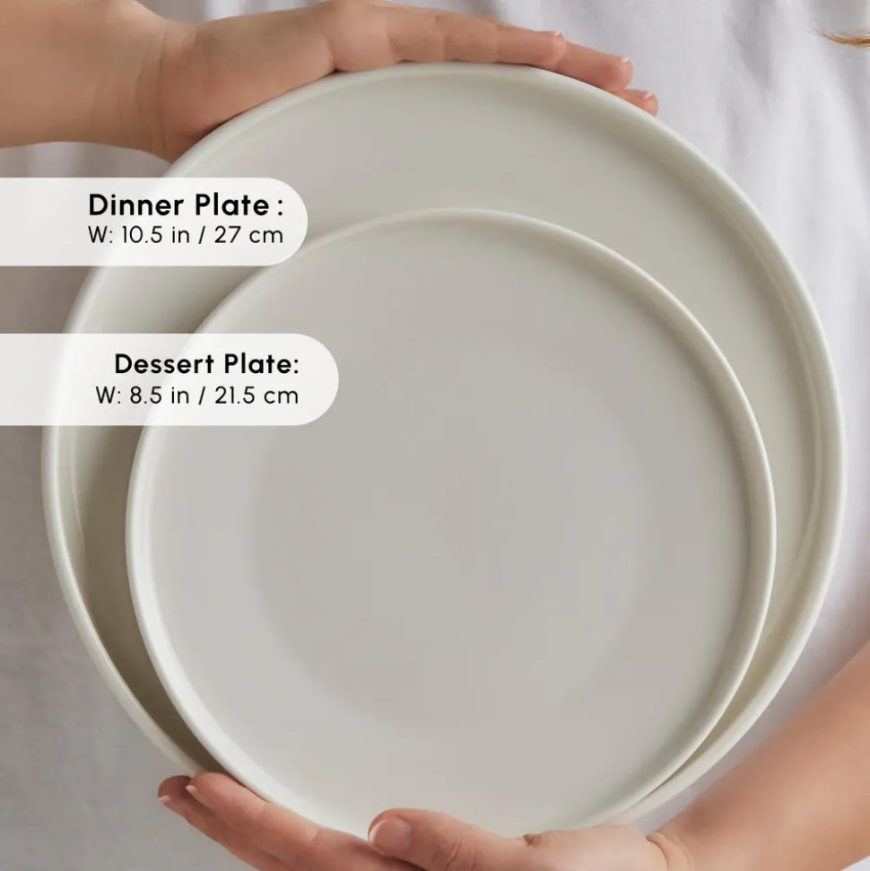 Karaca Stream Bone China Felix XL 18-Piece China Dinner Set for 6 People, White