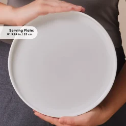Karaca Stream Bone China Meridian 34-Piece Serveware Set for 6 People, White