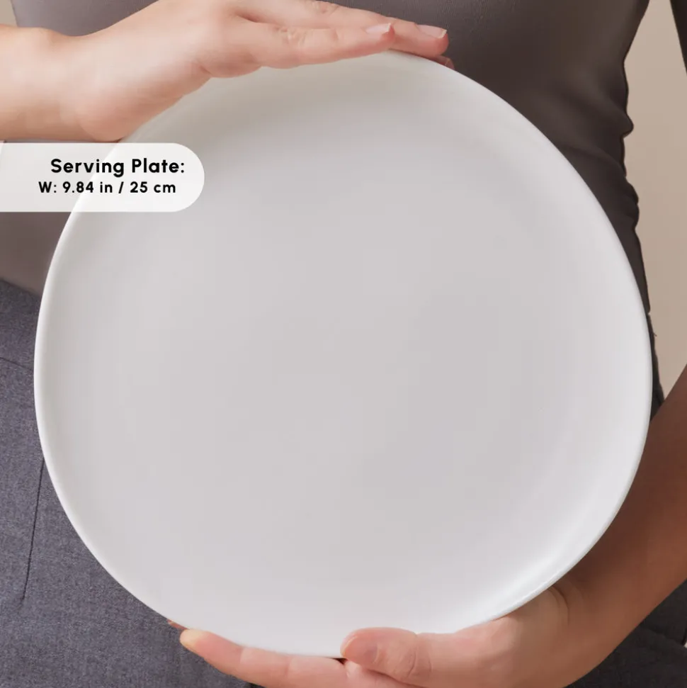 Karaca Stream Bone China Middle 34-Piece Serveware Set for 6 People, White