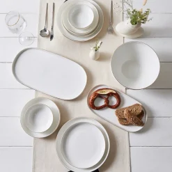 Karaca Stream Bone China Saturn 19-Piece Bone China Dinner Set for 4 People, White Gold