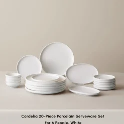 Karaca Stream Pure Cordelia 20-Piece Porcelain Serveware Set for 6 People, White