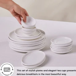 Karaca Stream Pure Cordelia 20-Piece Porcelain Serveware Set for 6 People, White
