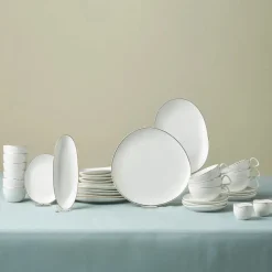Karaca Stream Pure Middle 34-Piece Serveware Set for 6 People, White Gold