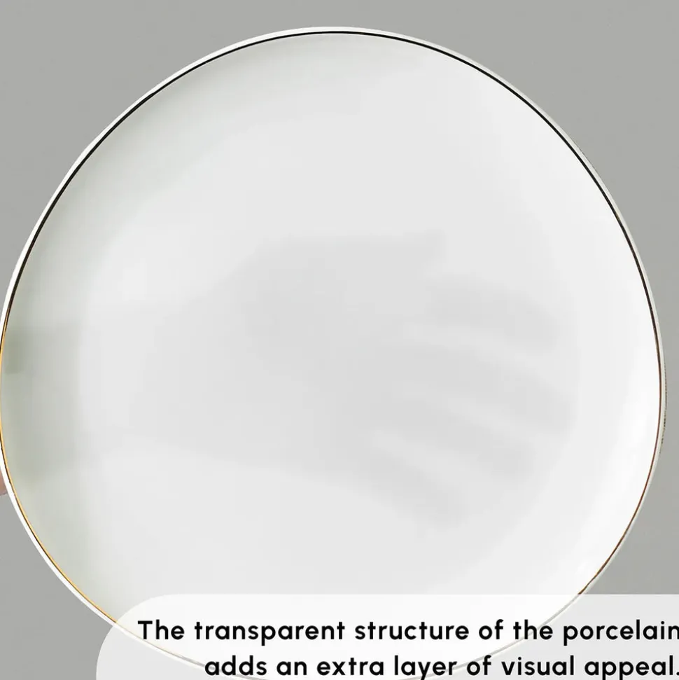 Karaca Stream Pure Middle 34-Piece Serveware Set for 6 People, White Gold