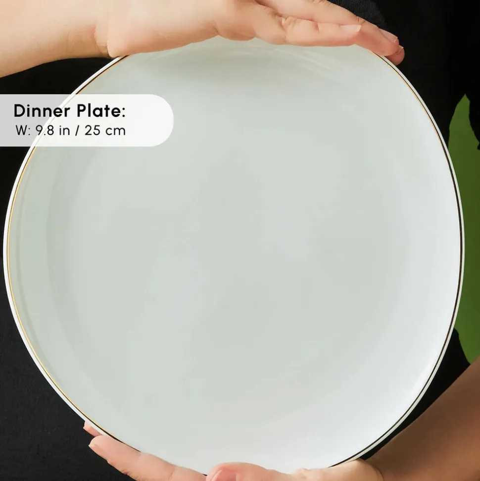 Karaca Stream Pure Middle 34-Piece Serveware Set for 6 People, White Gold