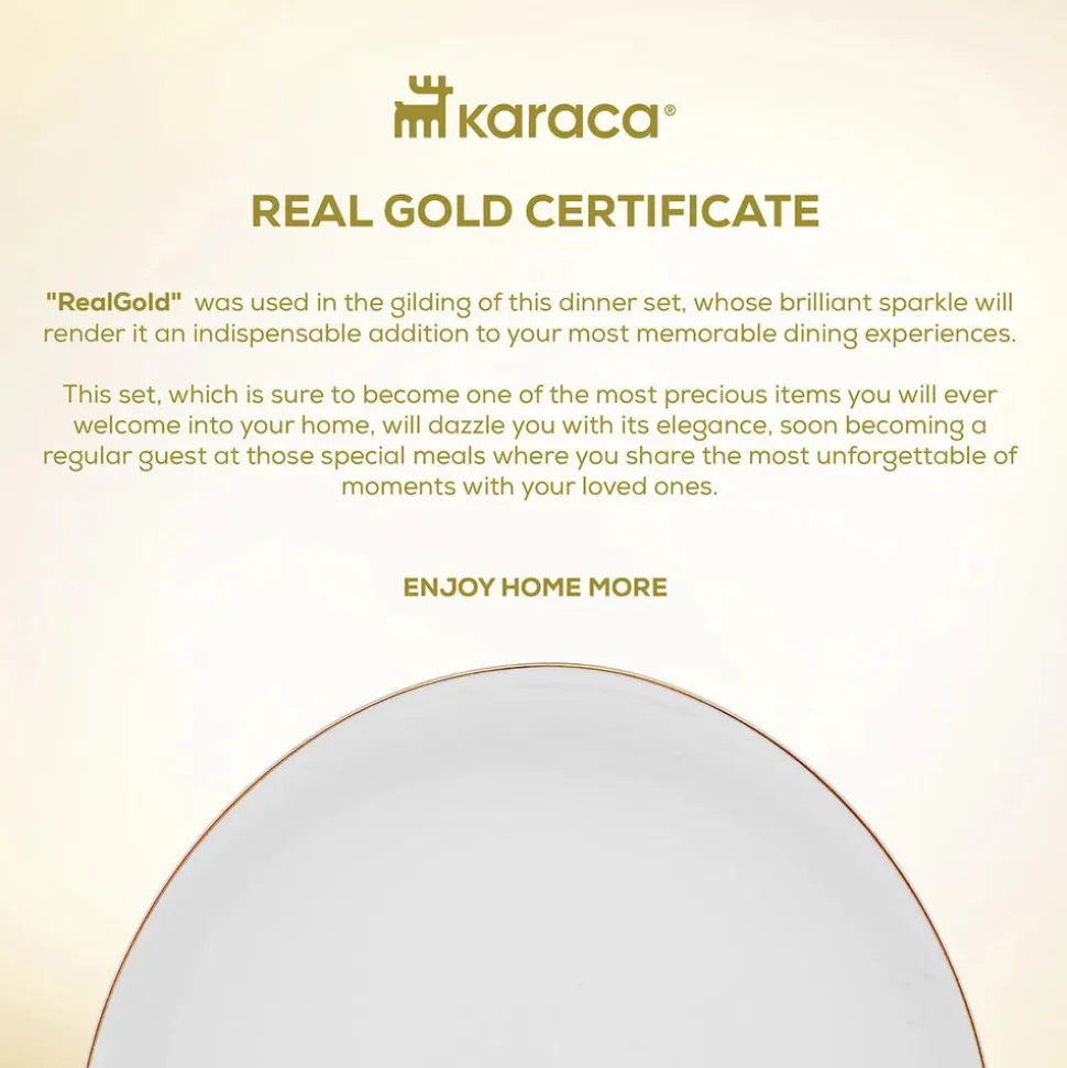 Karaca Stream Pure Middle 34-Piece Serveware Set for 6 People, White Gold