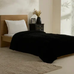 Karaca Stripe Sherpa Blanket, 150x200cm, Black