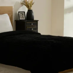 Karaca Stripe Sherpa Blanket, 150x200cm, Black