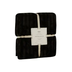 Karaca Stripe Sherpa Blanket, 150x200cm, Black