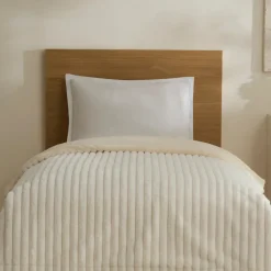 Karaca Stripe Sherpa Blanket, 150x200cm, Single, White