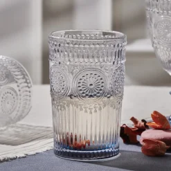 Karaca Sunflower Glass Highball Glass, 332ml, Transparent Blue