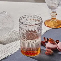 Karaca Sunflower Glass Highball Glass, 332ml, Transparent Orange