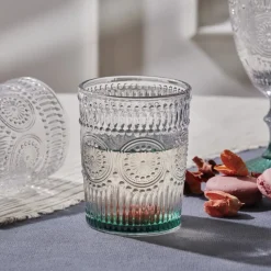 Karaca Sunflower Glass Tumbler Glass, 250ml, Transparent Green