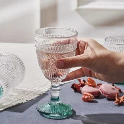 Karaca Sunflower Wine Glass, 314ml, Transparent Green