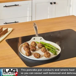 Karaca Swiss Crystal Almond Cream Non-Stick Induction Stainless Steel Handle Pancake Pan, 28cm, Cream