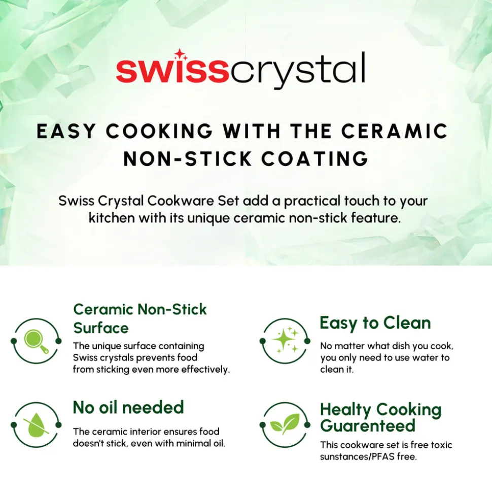Karaca Swiss Crystal Almond Cream Non-Stick Induction Stainless Steel Handle Pancake Pan, 25cm, Cream