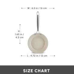 Karaca Swiss Crystal Almond Cream Non-Stick Induction Stainless Steel Handle Pan, 16cm, Cream
