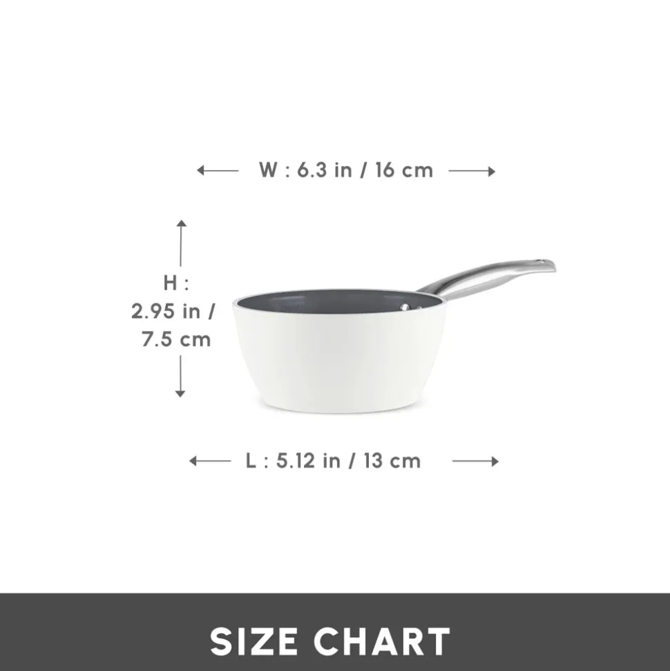 Karaca Swiss Crystal Almond Cream Non-Stick Induction Stainless Steel Handle Sauce Pan, 16cm, Cream