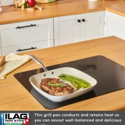 Karaca Swiss Crystal Almond Cream Non-Stick Induction Stainless Steel Handle Grill, 28cm, Cream