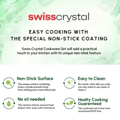 Karaca Swiss Crystal Almond Cream Non-Stick Induction Stainless Steel Handle Casserole & Lid, 24cm, Cream