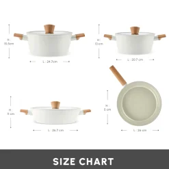 Karaca Swiss Crystal Almond 7-Piece Non-Stick Induction Cookware Set, Cream