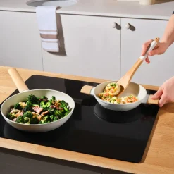 Karaca Swiss Crystal Almond 2-Piece Non-Stick Induction Pan Set, Cream