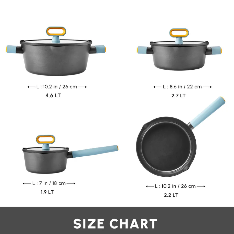 Karaca Swiss Crystal Fancy 7-Piece Ceramic Non-Stick Induction Cookware Set, Black
