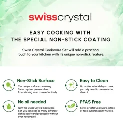 Karaca Swiss Crystal Fancy 7-Piece Ceramic Non-Stick Induction Cookware Set, Black