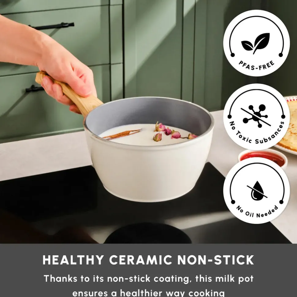 Karaca Swiss Crystal Non-Stick Induction Saucepan, 18cm, Creamy