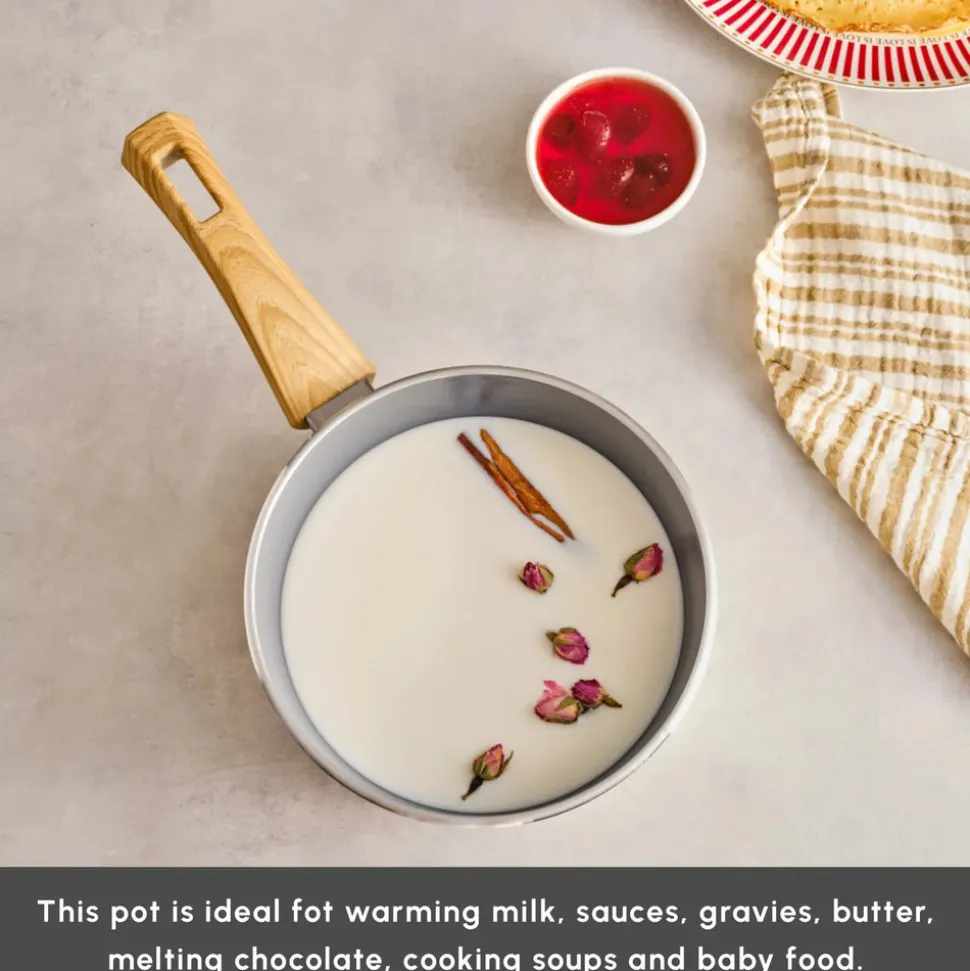 Karaca Swiss Crystal Non-Stick Induction Saucepan, 18cm, Creamy