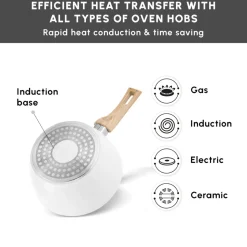Karaca Swiss Crystal Non-Stick Induction Saucepan, 18cm, Creamy