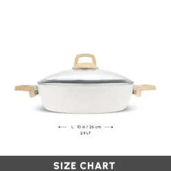 Karaca Swiss Crystal Non-Stick Induction Casserole, 26cm, Creamy