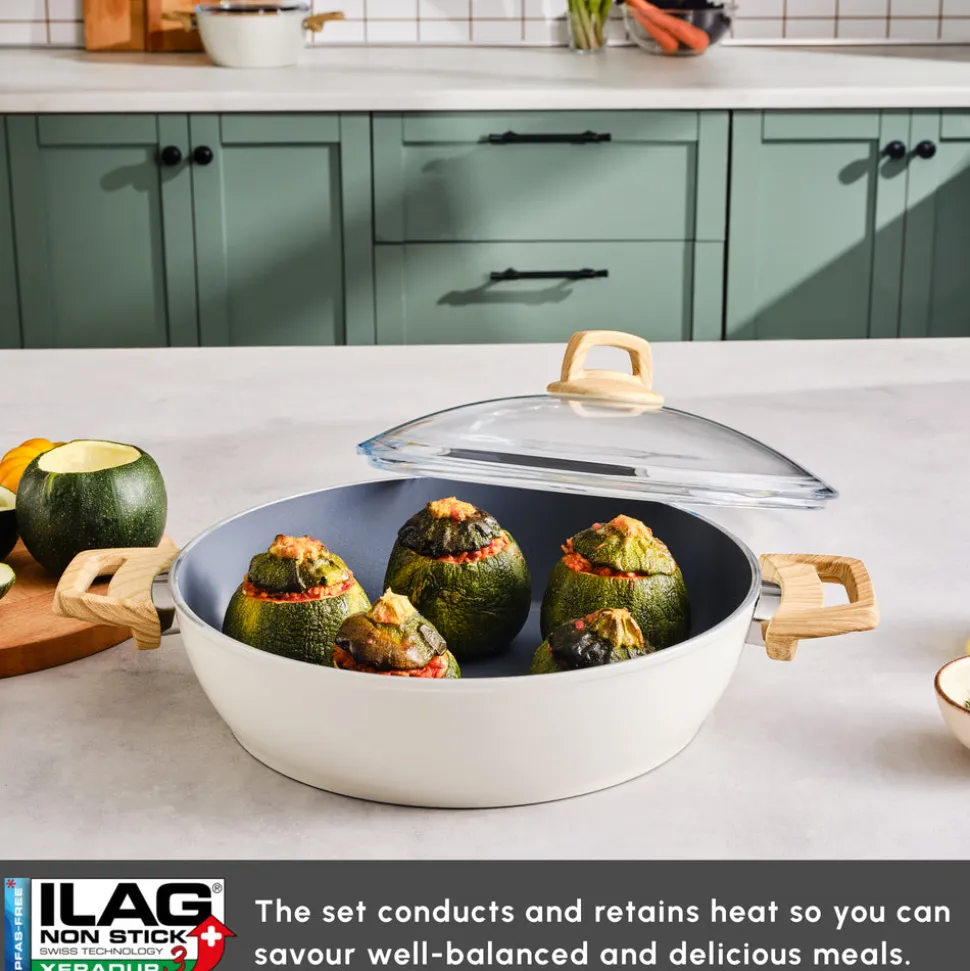Karaca Swiss Crystal Non-Stick Induction Casserole, 30cm, Creamy