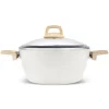 Karaca Swiss Crystal Non-Stick Induction Stockpot with Lid, 24cm, Creamy