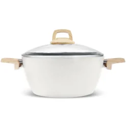 Karaca Swiss Crystal Non-Stick Induction Stockpot with Lid, 24cm, Creamy
