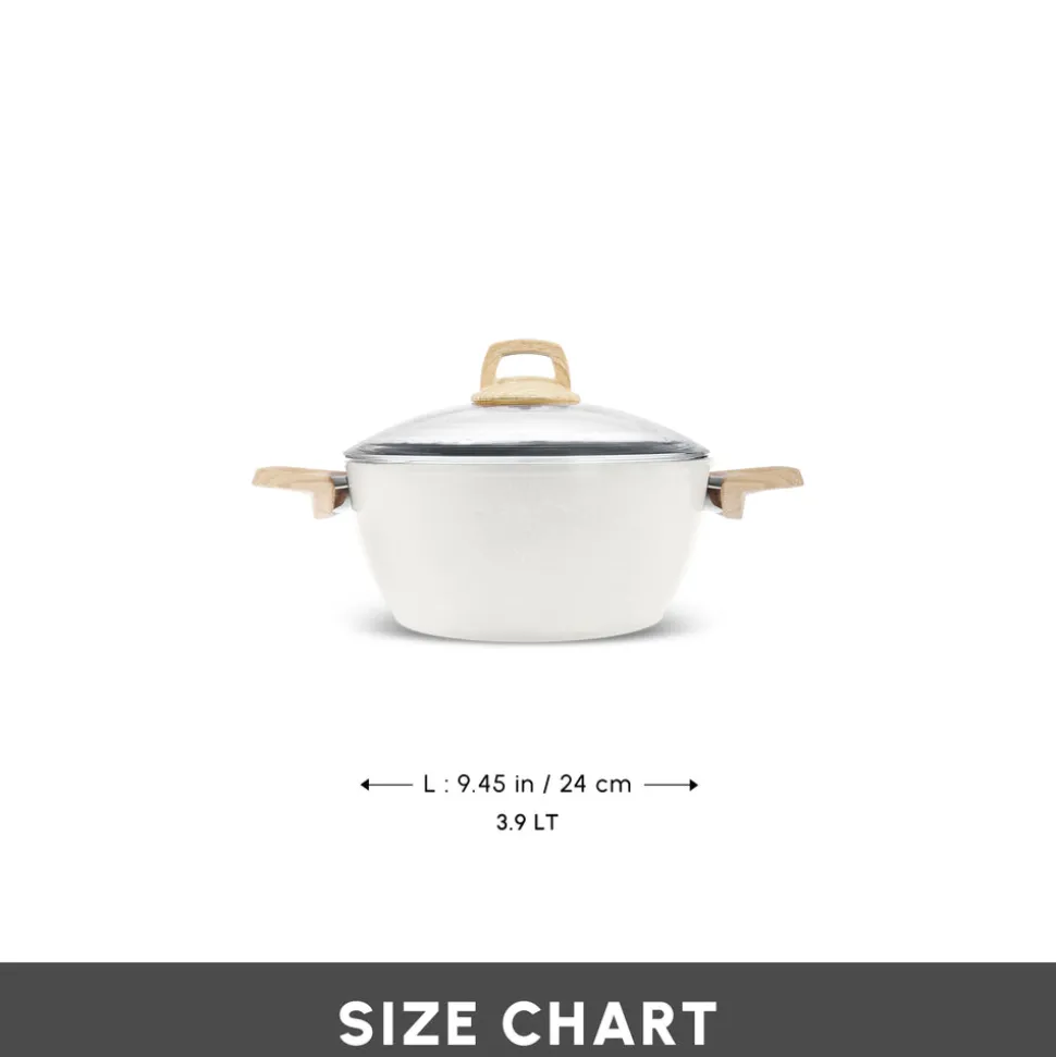 Karaca Swiss Crystal Non-Stick Induction Stockpot with Lid, 24cm, Creamy