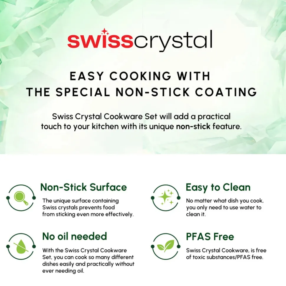 Karaca Swiss Crystal Non-Stick Induction Stockpot with Lid, 20cm, Creamy