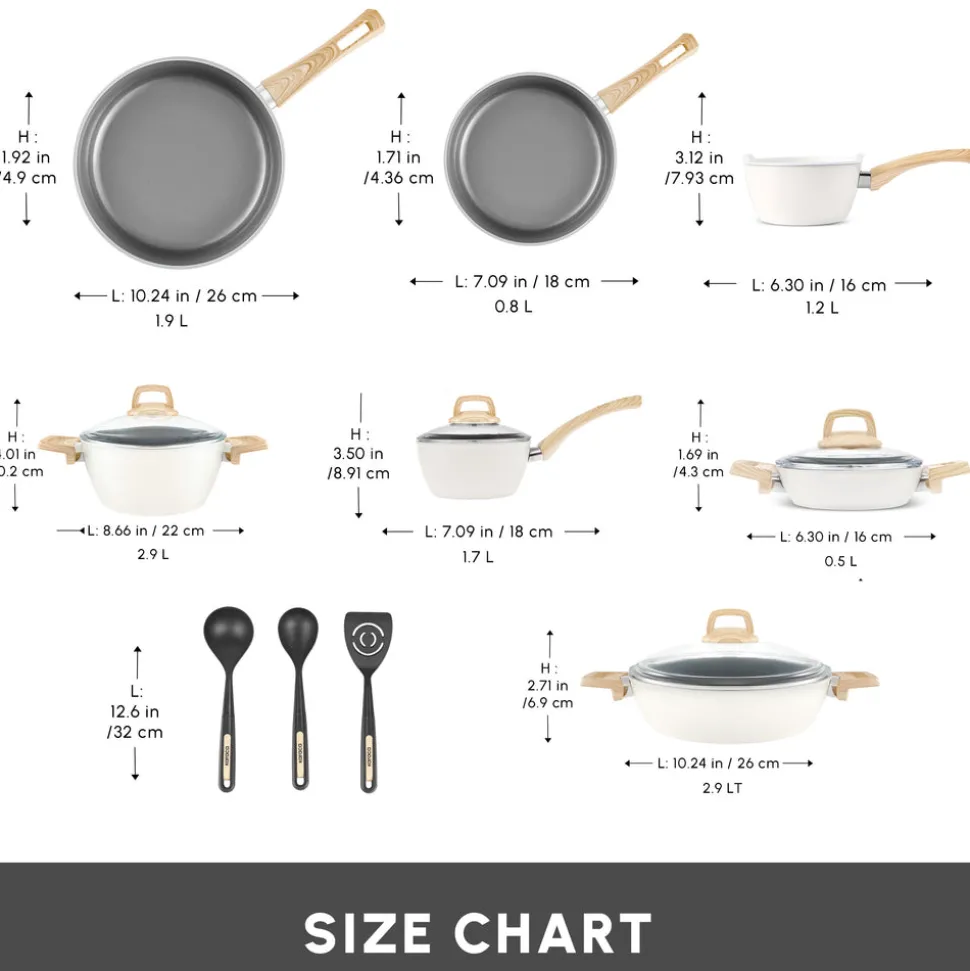 Karaca Swiss Crystal 15-Piece Non-Stick Induction Cookware Set, Creamy