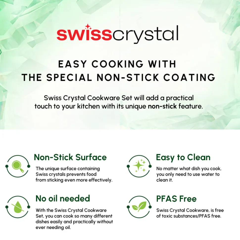 Karaca Swiss Crystal 15-Piece Non-Stick Induction Cookware Set, Creamy