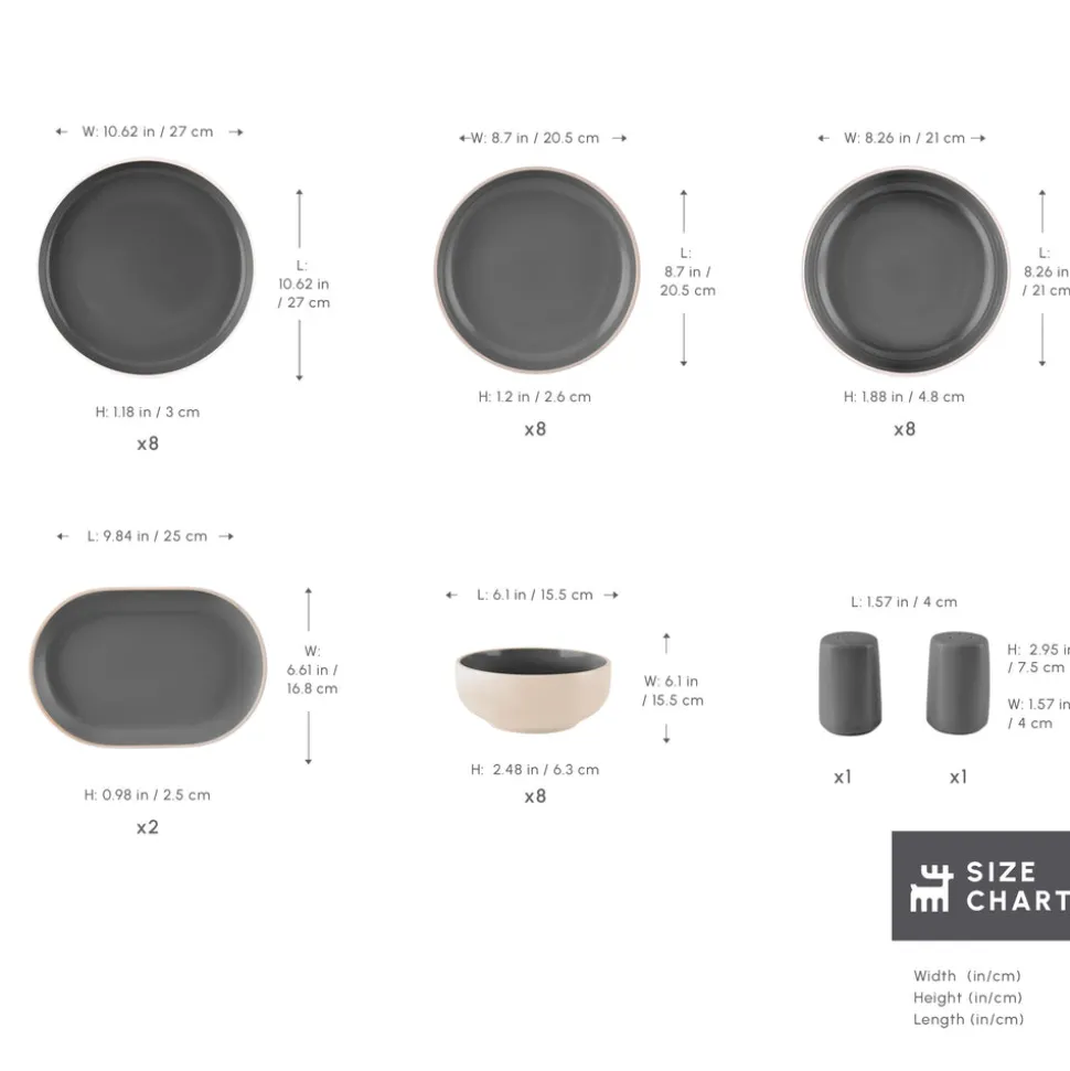 Karaca Terra 36-Piece Dinner Set for 8 People, Anthratice