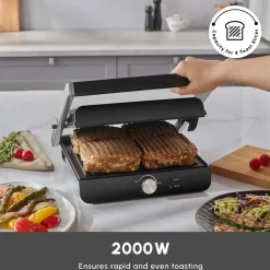 Karaca Toastmaster Grill and Sandwich Toaster, 2000W, Inox
