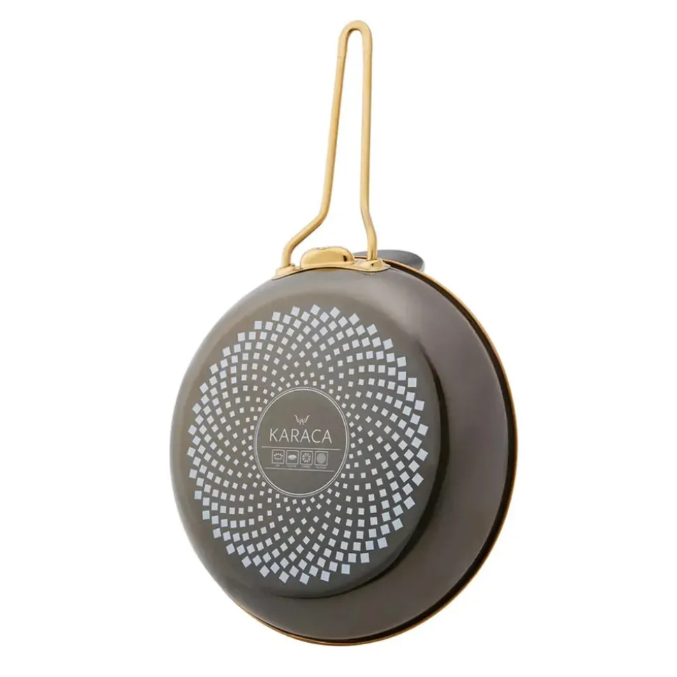 Karaca Troy Enamel Induction Frying Pan, 26cm, Black Gold