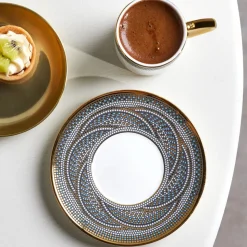 Karaca Umut 4-Piece Bone China Espresso Turkish Coffee Cup Set for 2 People, 90ml, Multi