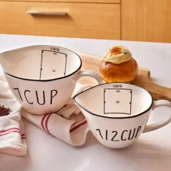 Karaca Veva Porcelain Measuring Cups, White Black