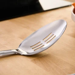 Karaca Viona Stainless Steel Slotted Serving Spoon, 33cm, Grey