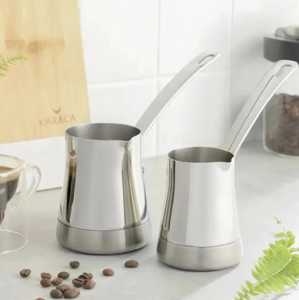 Karaca Win 2-Piece Induction Stainless Steel Coffee Pot Set, Steel