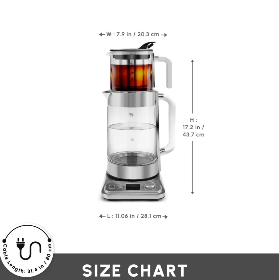 Karaca x by Refika XL Glass Tea Maker and Kettle, 2200W, 2,8L, Inox