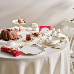 Karaca X Müge Anlı Bone China Cake Stand, Gold White