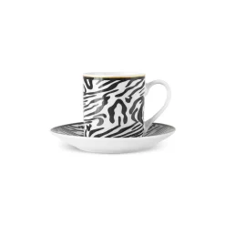 Karaca Zebra In Savanna 4-Piece Espresso Turkish Coffee Cup Set for 2 People